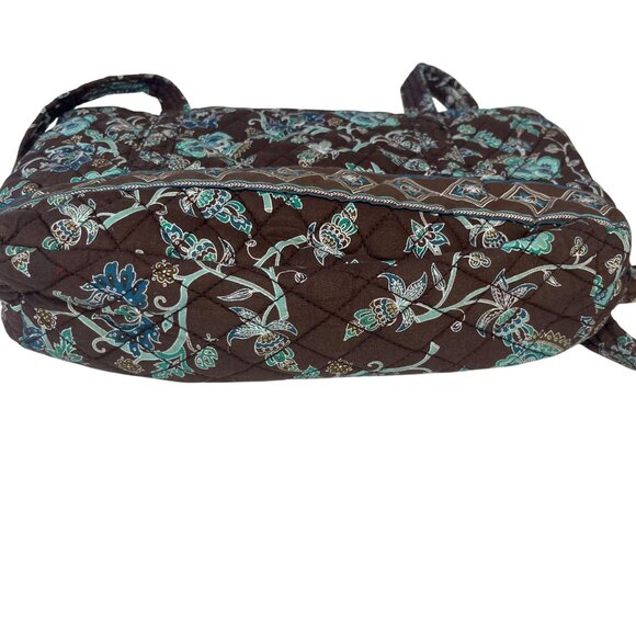 Croft & Barrow Floral Quilted Shoulder Bag Purse Zipper Closure Brown Blue - Picture 3 of 7